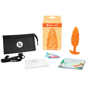 B-Vibe Textured Vibrating Butt Plug Mint Bump or Orange Swirl