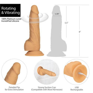 BMS Factory Naked Addiction Rotating And Vibrating Dildo with Remote Control and Suction Cup 200 MM Caramel love is love buy sex toys in singapore u4ria loveislove