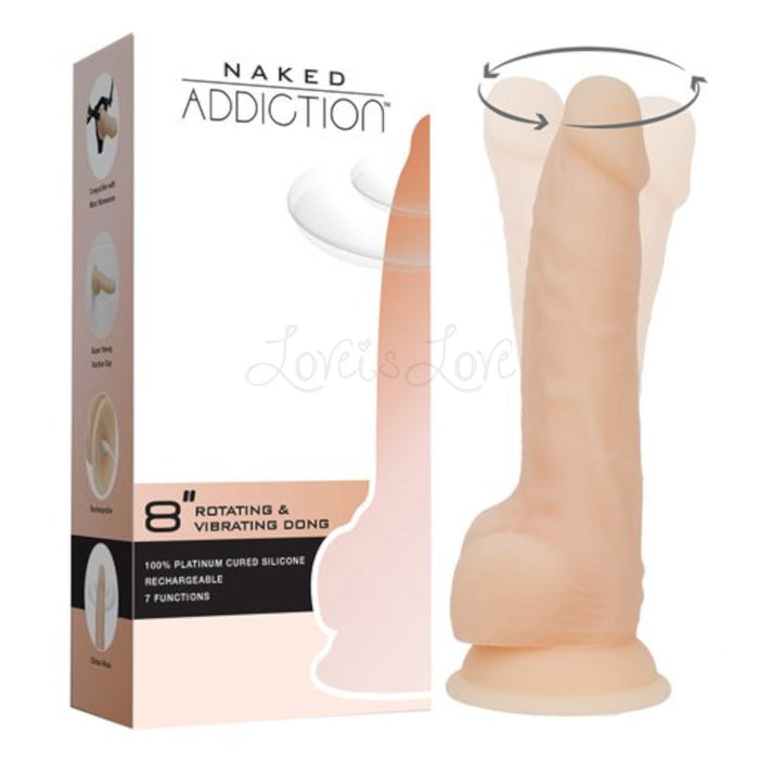 BMS Factory Naked Addiction Rotating & Vibrating 8 Inch Dong Vanilla