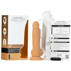 BMS Factory Naked Addiction Silicone Dual Density Dildo With Suction Cup 200 MM Caramel love is love buy sex toys in singapore u4ria loveislove