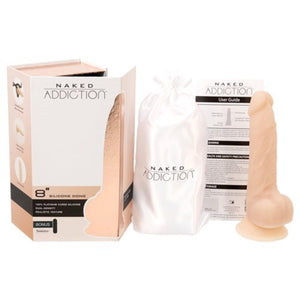 BMS Factory Naked Addiction Silicone Dual Density Dildo With Suction Cup 8 Inch 200 MM Vanilla love is love buy sex toys in singapore u4ria loveislove