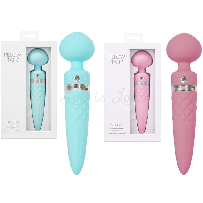 BMS Pillow Talk Sultry Rotating Wand Warming Vibrator Teal Or Pink