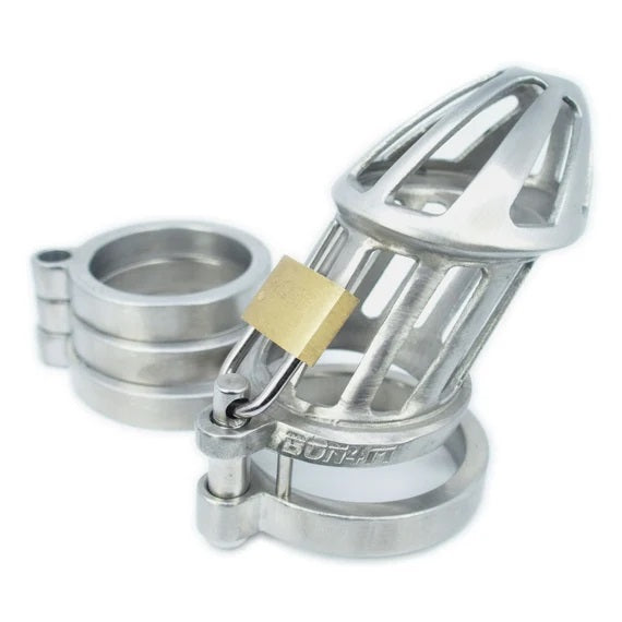 BON4M Large High Quality Male Chastity Cock Cage with 4 Hinged Rings