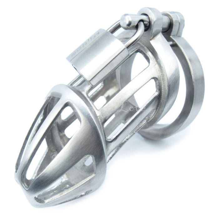 BON4ML High Quality Stainless Steel Chastity Cock Cage Large With 7 Sizes Hinged Rings