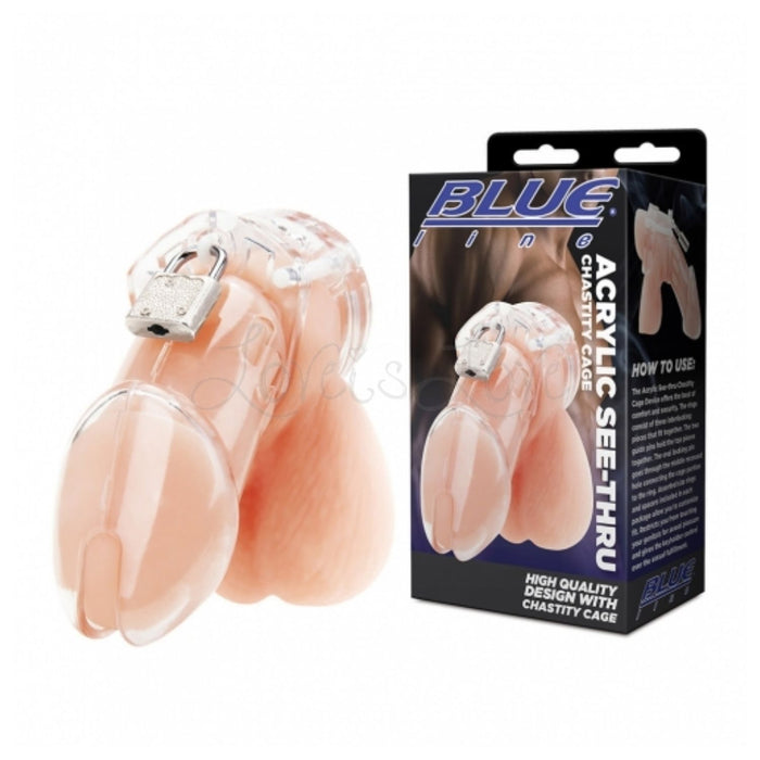 Blueline Acrylic See-Thru Chastity Cage Clear or Black