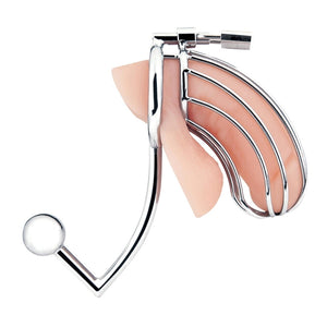 Blueline C&B Metal Cock Cage With Anal Stimulator love is love buy sex toys in singapore u4ria loveislove