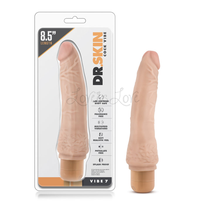 Blush Novelties Dr. Skin Cock Vibe 7 - 8.5 Inch Vibrating Cock Beige