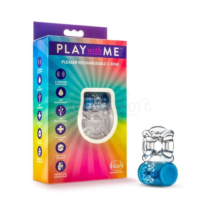Blush Play With Me Pleaser Rechargeable C-Ring Blue