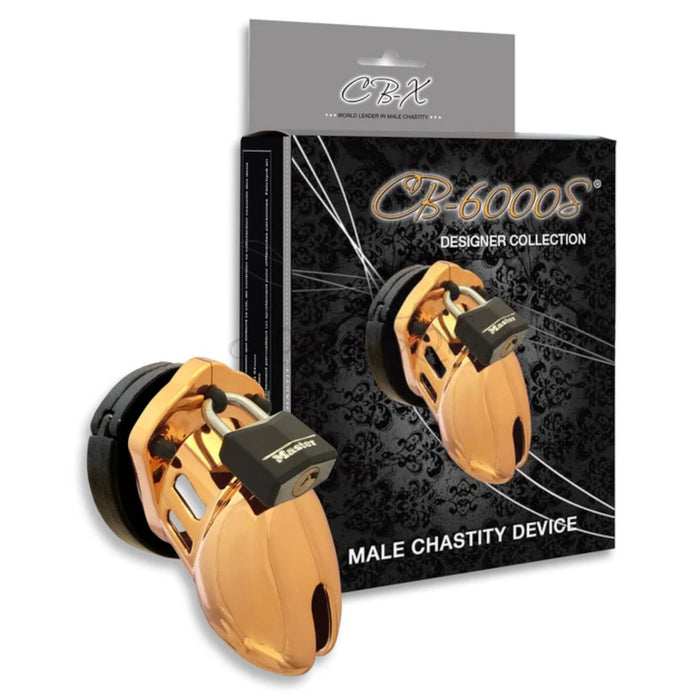CB-X CB-6000S Gold Male Chastity Cock Cage Kit 2.5 Inch 