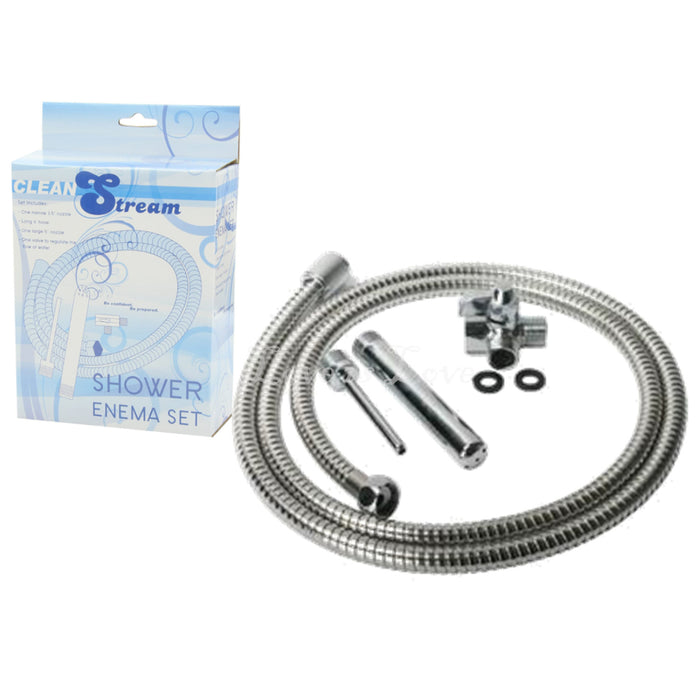 CleanStream Metal Shower Enema With Two Nozzles And Valve System Set