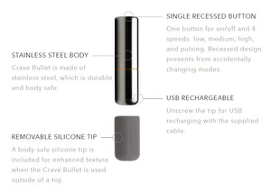 Crave Bullet Stainless Steel Rechargeable Vibe