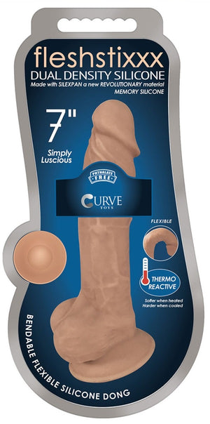Curve Toys FLESHSTIXXX Silicone Silexpan Dildo with Balls 7 inch or 9 Inch