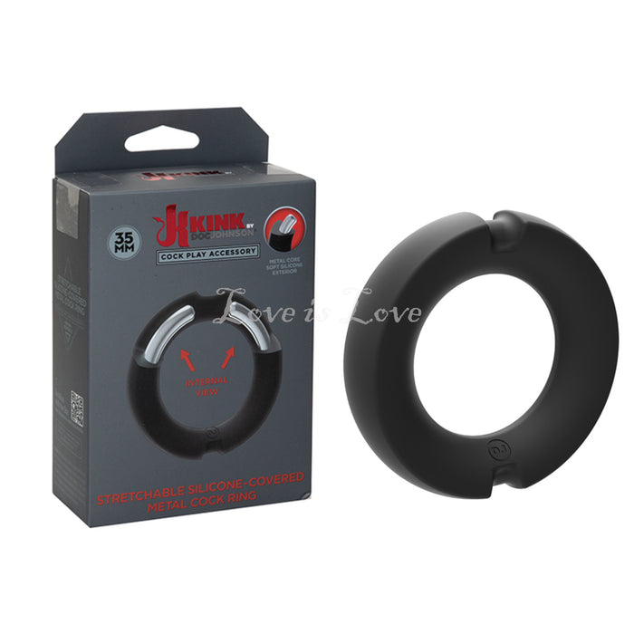 Doc Johnson Kink HYBRID Silicone Covered Metal Cock Ring 35mm or 45mm (Last Pc Each)