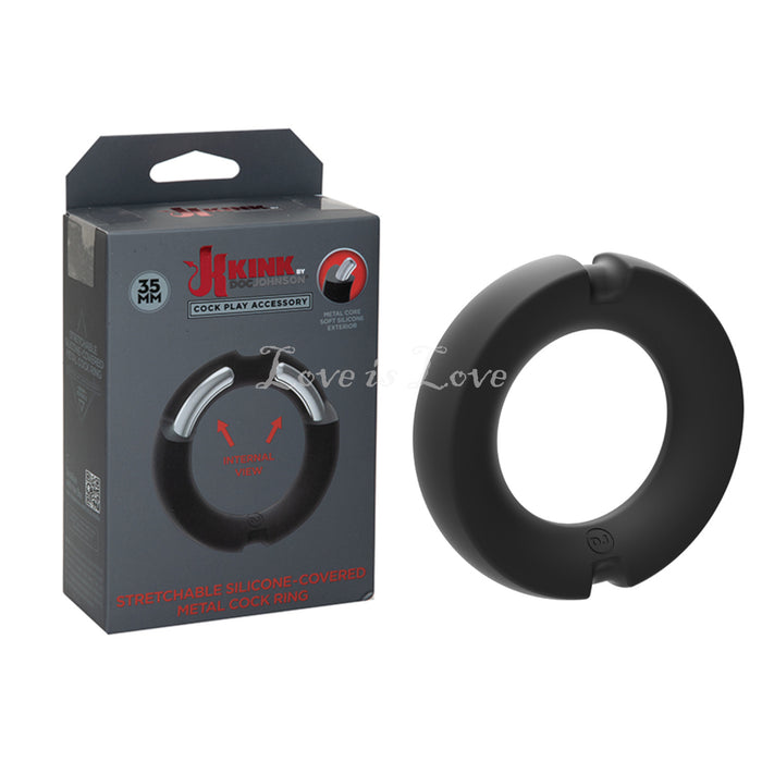 Doc Johnson Kink HYBRID Silicone Covered Metal Cock Ring 35mm or 45mm