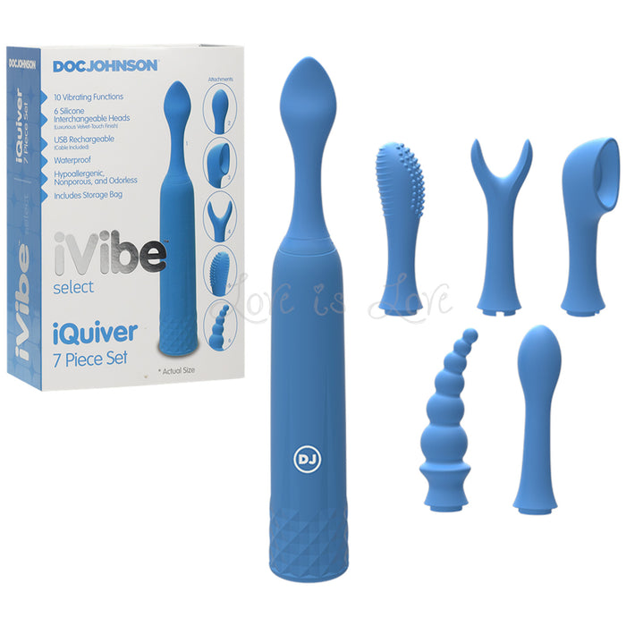 Doc Johnson Signature iVibe Select iQuiver 7 Piece Set Vibrator Blue