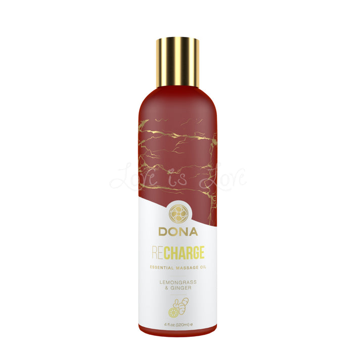 Dona Essential Massage Oil Recharge Lemongrass and Ginger 4 fl oz 120 ML