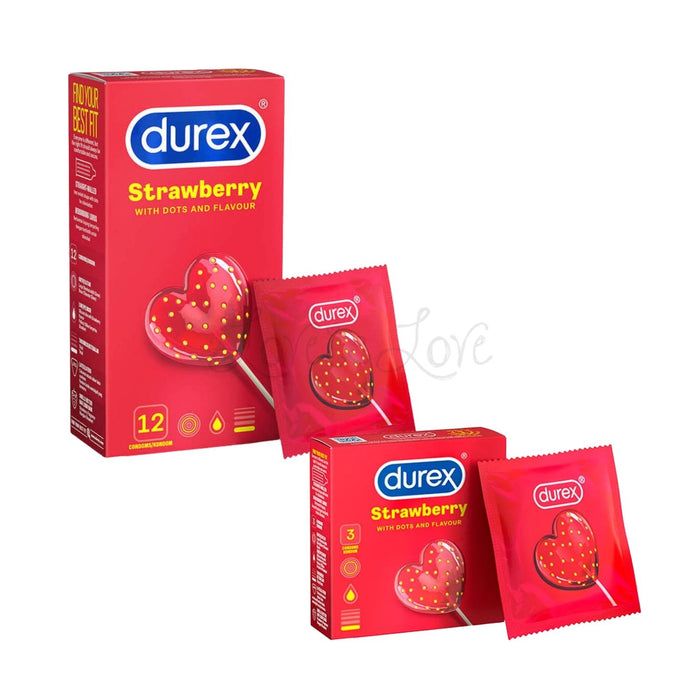 Durex Strawberry Condoms 3pcs or 12 pcs
