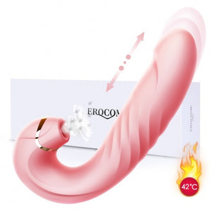 Erocome Draco Thrusting Heating Vibrator with Clitoral Suction in Pink