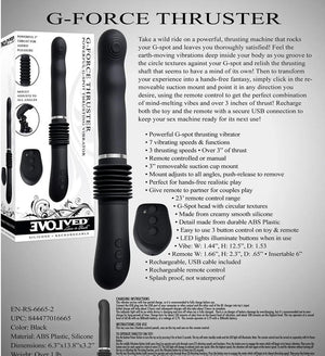 Evolved G-Force Thruster Rechargeable G-Spot Vibrator With Remote Control