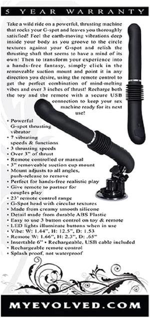 Evolved G-Force Thruster Rechargeable G-Spot Vibrator With Remote Control