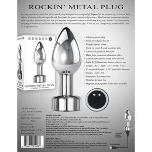 Evolved Novelties Gender X Rockin' Rechargeable Vibrating Metal Plug love is love buy sex toys in singapore u4ria loveislove