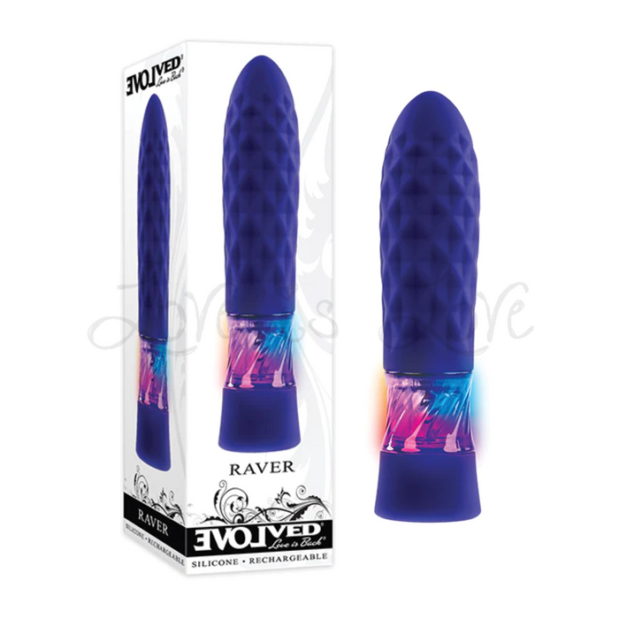 Evolved Raver Light-Up Rechargeable Silicone Bullet Vibrator Purple