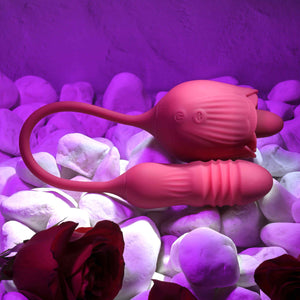 Evolved Wild Rose Flicking Tongue & Thrusting Bullet Vibrator Red Buy in Singapore LoveisLove U4Ria 
