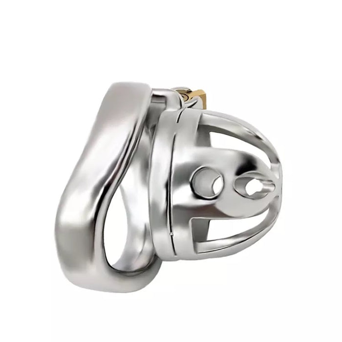 Small Stainless Steel Curved Ring Chastity Cock Cage #31C with 45 mm Ring