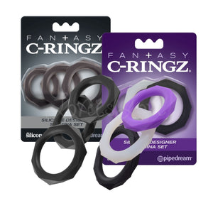 Fantasy C-Ringz Silicone Designer Stamina Set Black or Purple