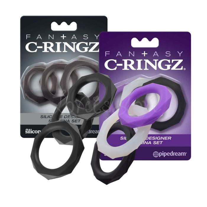Fantasy C-Ringz Silicone Designer Stamina Set Black or Purple