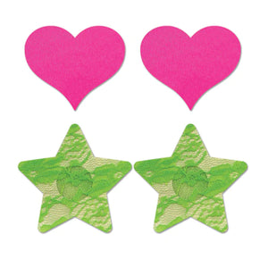 Fantasy Lingerie Pack UV Reactive Neon Heart & Lace Star Paties Pack of 2 Buy in Singapore LoveisLove U4Ria 