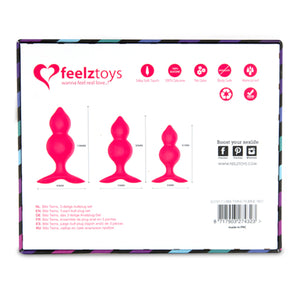 Feelztoys Bibi Twin Butt Plug Set 3 pcs Pink Buy in Singapore LoveisLove U4ria 