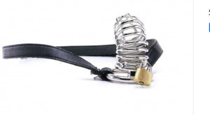 Fetish Fantasy Extreme Chastity Metal Cock Cage with Belt