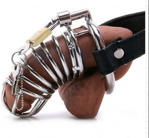 Fetish Fantasy Extreme Chastity Metal Cock Cage with Belt