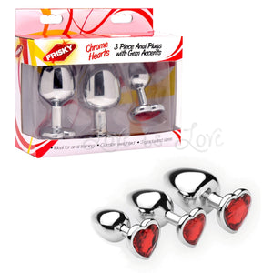 Frisky Chrome Hearts 3 Piece Anal Plugs With Gem Accents Buy in Singapore U4ria LoveisLove