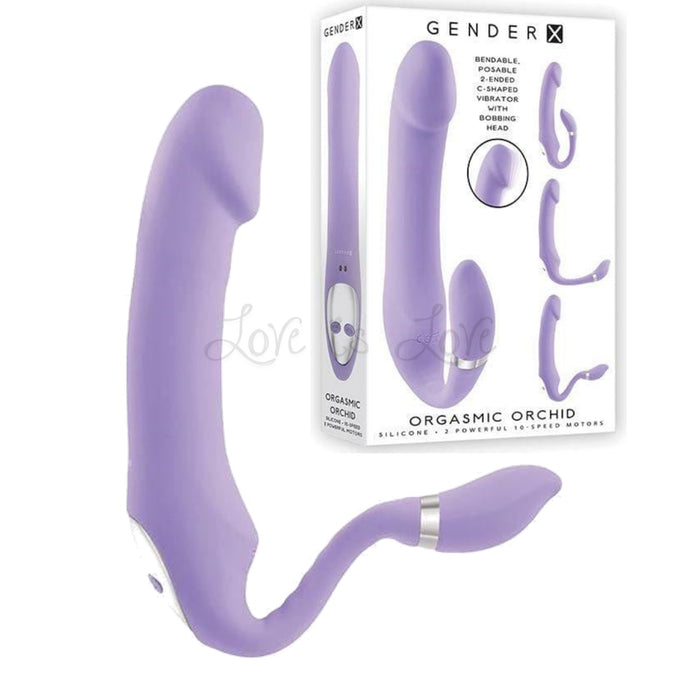 Gender X Orgasmic Orchid Posable Dual-Ended Silicone Vibrator Lavender