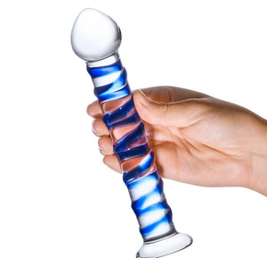 Glas Spiral Glass Dildo 7.5 Inch Blue buy at LoveisLove U4Ria Singapore