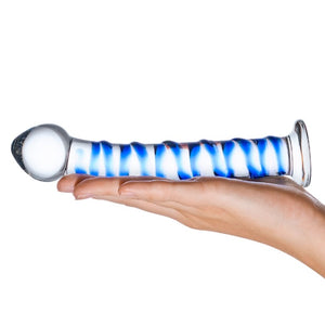 Glas Spiral Glass Dildo 7.5 Inch Blue buy at LoveisLove U4Ria Singapore