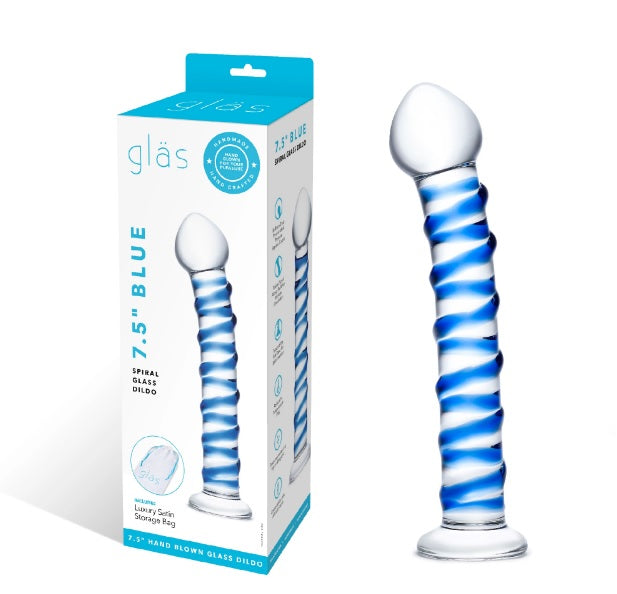 Glas Spiral Glass Dildo 7.5 Inch Blue