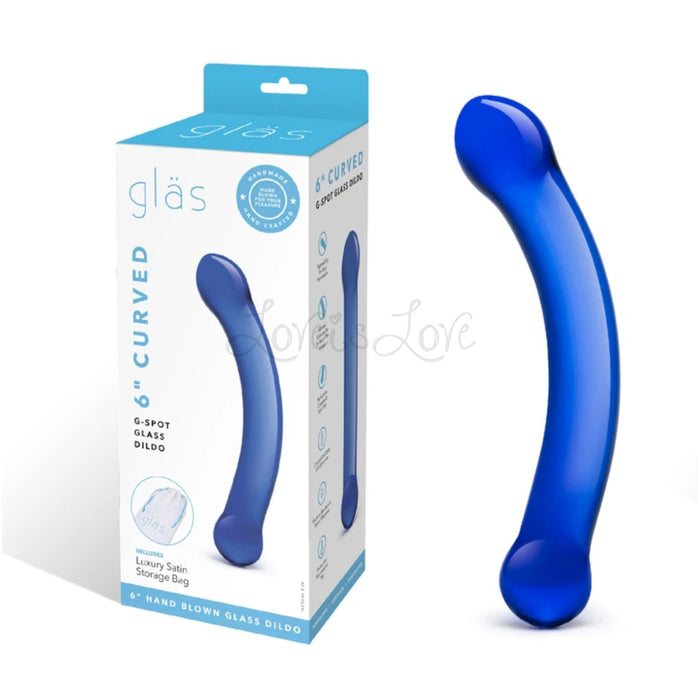 Glas 6 Inch Curved G-spot Glass Dildo Blue