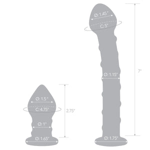 Glas Double Penetration Glass Swirly Dildo & Butt Plug Set 2 pcs buy in Singapore LoveisLove U4ria