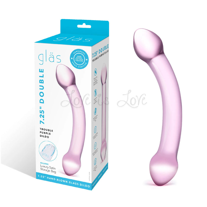 Glas Double Trouble Hand Blown Glass Dildo 7.25 Inch Purple