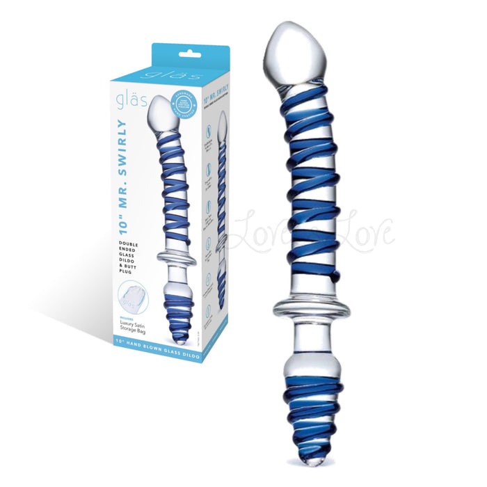 Glas Mr. Swirly Double Ended Glass 10" Dildo & Butt Plug