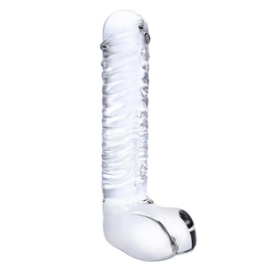 Glas Realistic Ribbed Glass 8 inch G-Spot Dildo with Balls love is love buy sex toys in singapore u4ria loveislove