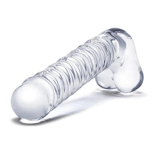 Glas Realistic Ribbed Glass 8 inch G-Spot Dildo with Balls love is love buy sex toys in singapore u4ria loveislove