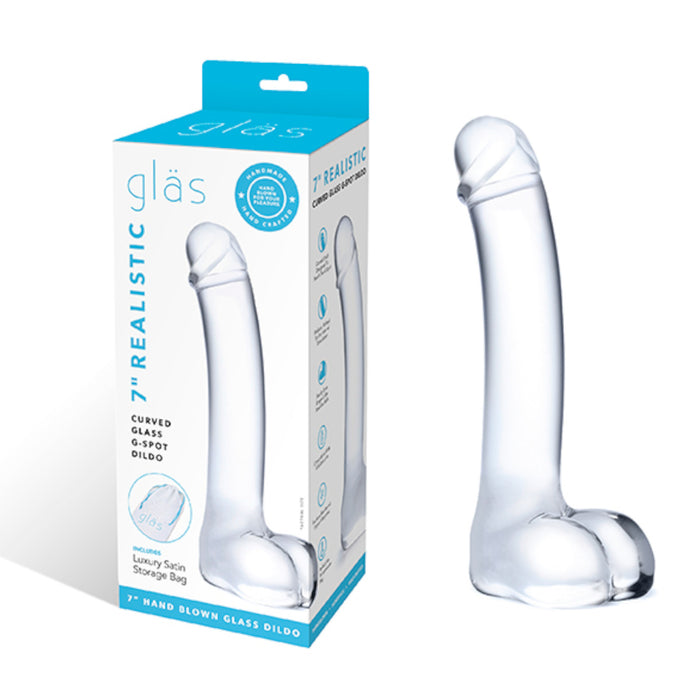Glas Realistic Curved Glass G-Spot Dildo 7 Inches