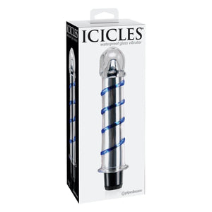 Icicles No. 20 Waterproof Glass Vibrator Blue Swirl Textured 7.5 Inch Dildos - Glass/Ceramic/Metal ICICLES  Love Is Love u4ria Sex Toys Buy In Singapore