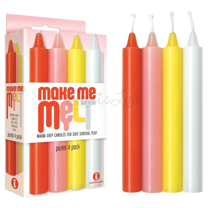 Icon 9's Make Me Melt Sensual Warm Drip Candles 4 Pack Pastel Tone (Multi Colour)