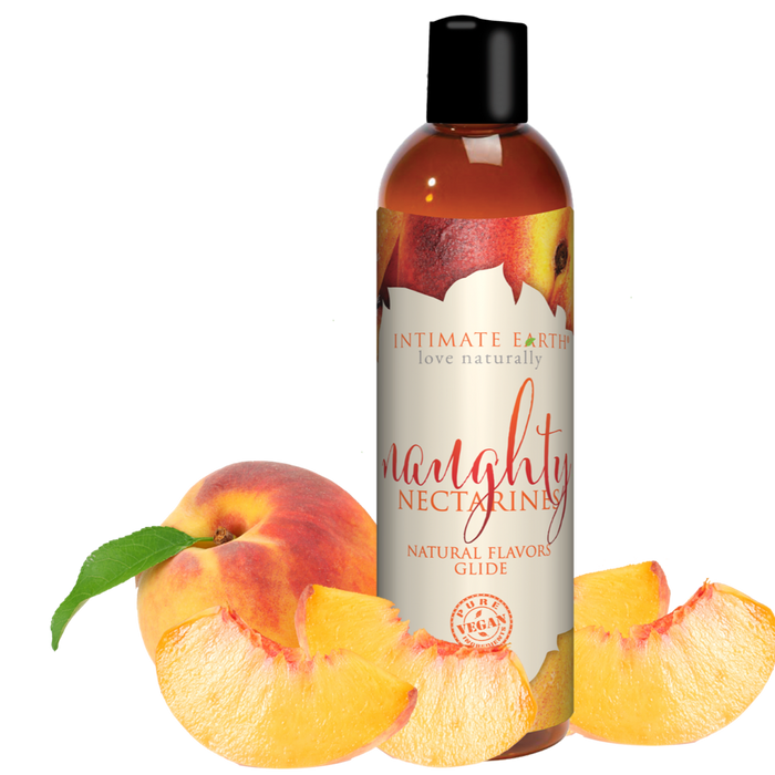 Intimate Earth Oral Pleasure Glide Flavored Water-Based Glide Naughty Nectarines Peaches Or Cheeky Apple  2oz or 4oz