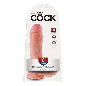 King Cock 8 Inch Cock with Balls Flesh or Tan (Authorized Dealer)